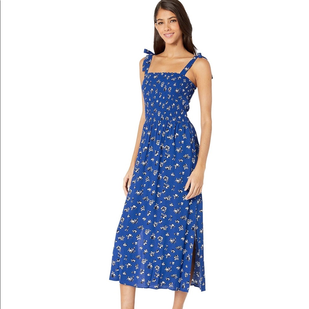 1 State Blue Floral Dress Small
